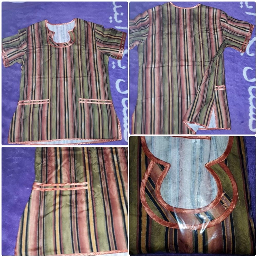 Orange Striped Scrub Top Small